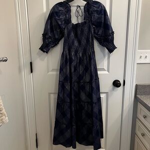Hill House Navy Plaid Long Sleeve Dress